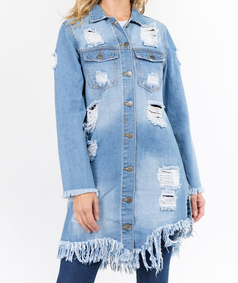 Destroyed Back Jacket - Denim Jacket - Koule Aveg â Koulè Avèg